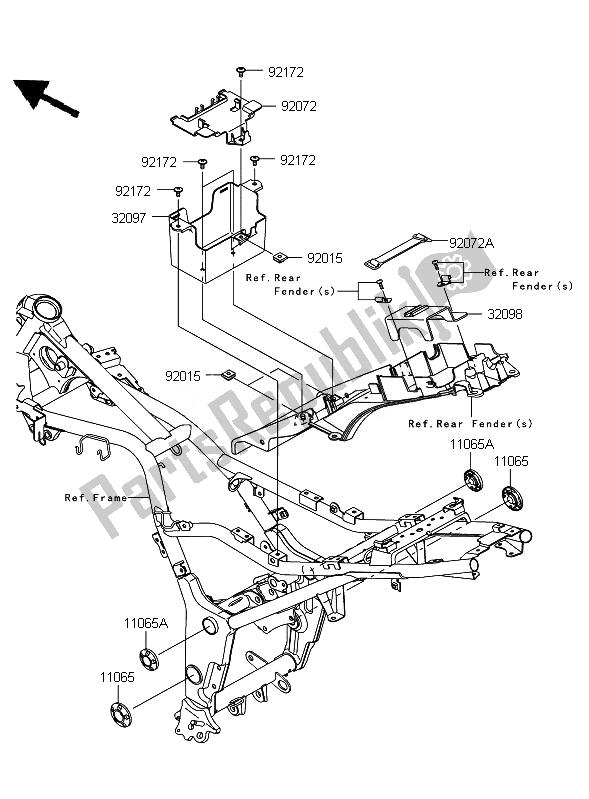 All parts for the Frame Fittings of the Kawasaki Ninja 250R 2010