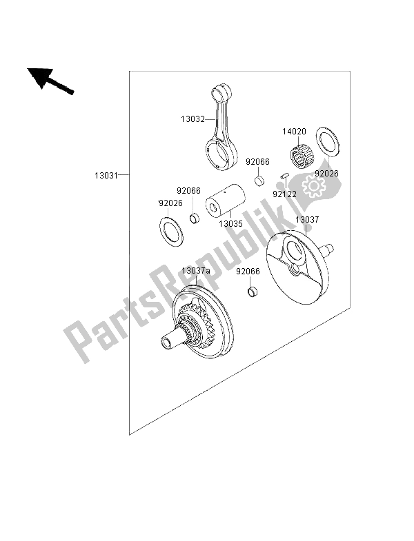 All parts for the Crankshaft of the Kawasaki KLX 650R 2001