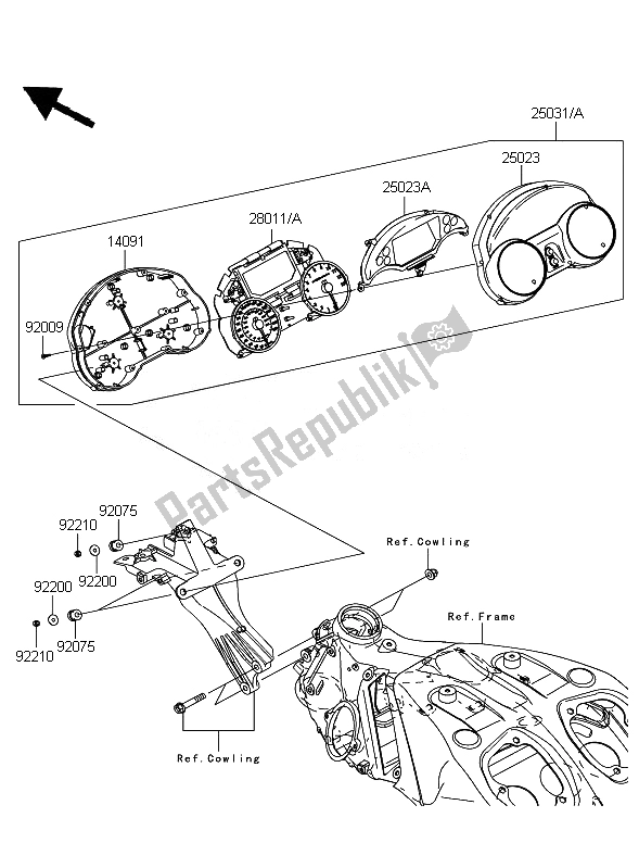 All parts for the Meter of the Kawasaki ZZR 1400 ABS 2007