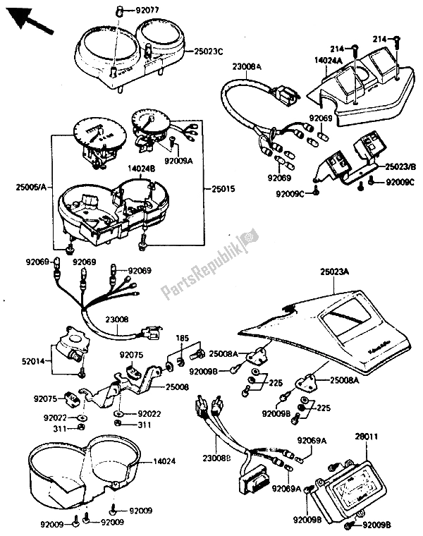 All parts for the Meter of the Kawasaki GPZ 750 1987