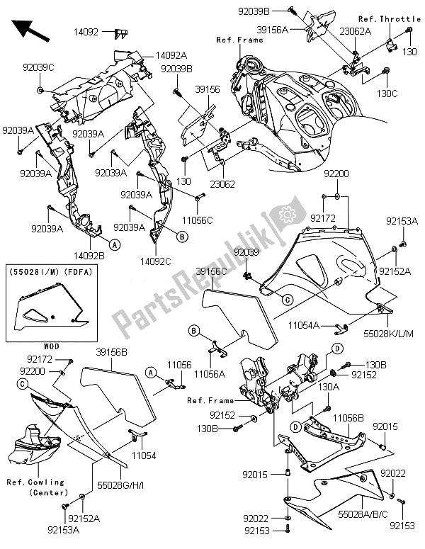 All parts for the Cowling Lowers of the Kawasaki ZZR 1400 ABS 2014