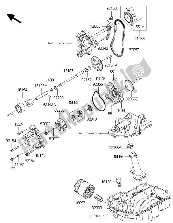 All parts for the Oil Pump of the Kawasaki Ninja ZX 10R 1000 2015