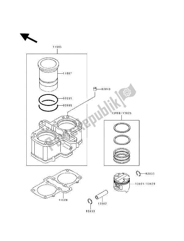 All parts for the Cylinder & Piston(s) of the Kawasaki KLE 500 1994