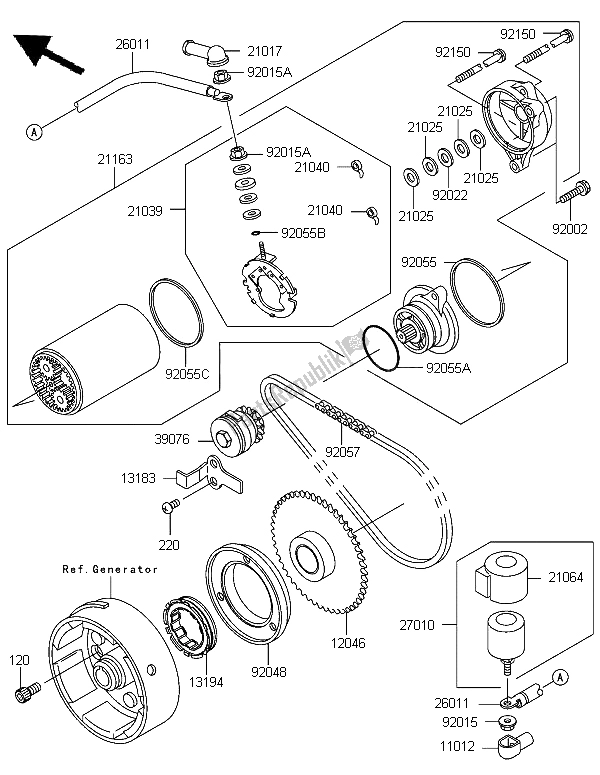 Alle onderdelen voor de Startmotor van de Kawasaki KLF 300 2006