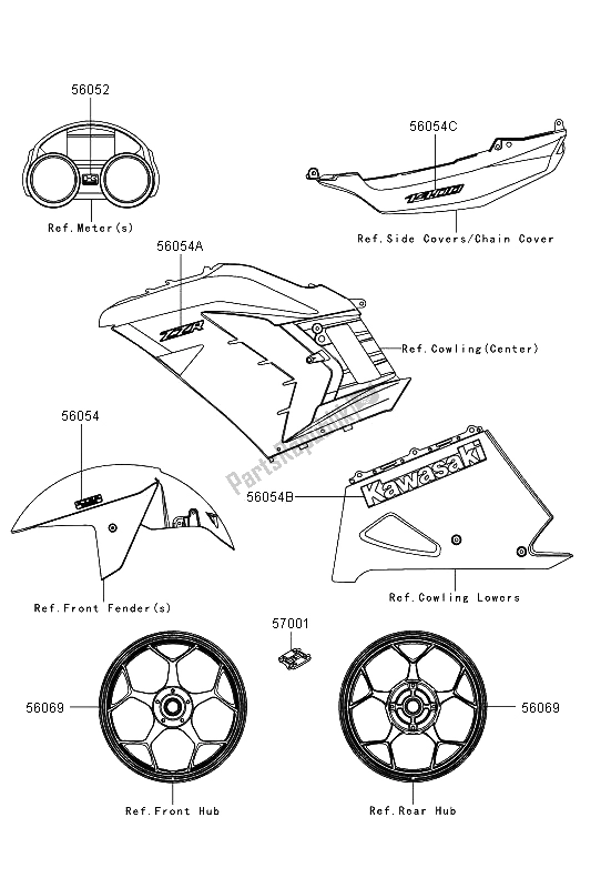 All parts for the Decals (black) of the Kawasaki ZZR 1400 ABS 2013