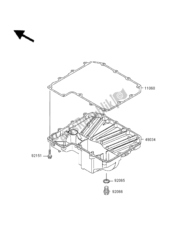 All parts for the Oil Pan of the Kawasaki Ninja ZX 9R 900 1999