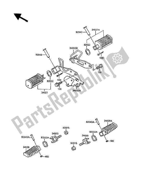 Tutte le parti per il Poggiapiedi del Kawasaki EL 250 1989