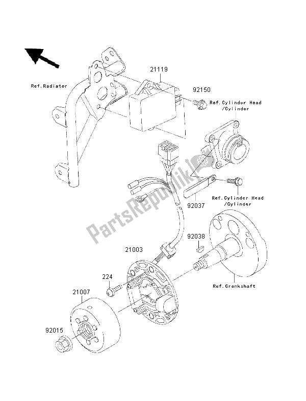 All parts for the Generator of the Kawasaki KX 85 LW 2001