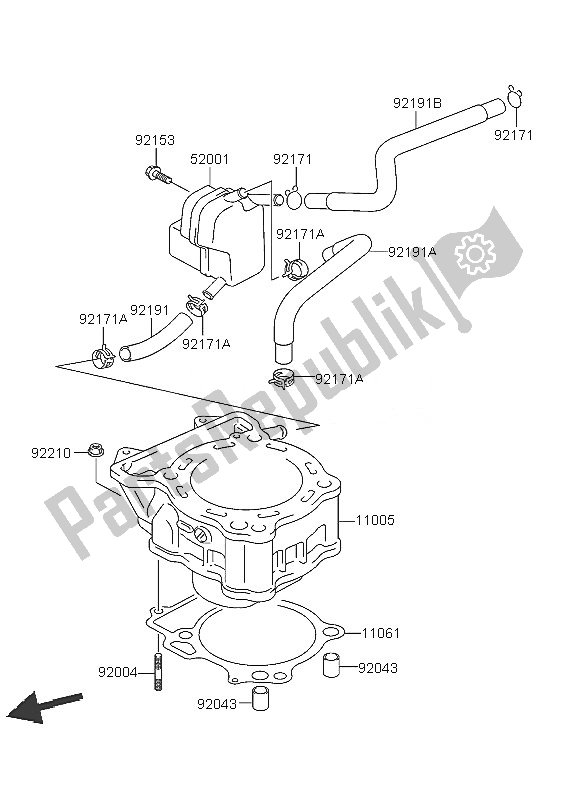 All parts for the Cylinder of the Kawasaki KFX 400 2005