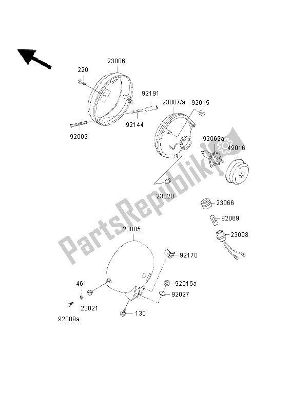 All parts for the Headlight of the Kawasaki Eliminator 125 2002