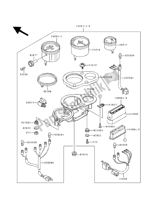 Toutes les pièces pour le Mètre du Kawasaki ZXR 400 1993