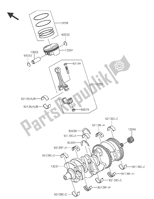 Tutte le parti per il Albero Motore E Pistone (i) del Kawasaki Ninja H2R 1000 2016