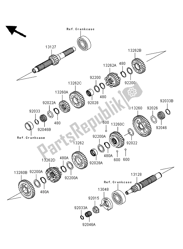 Toutes les pièces pour le Transmission du Kawasaki VN 1600 Mean Streak 2006