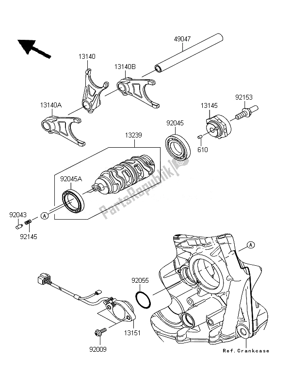 All parts for the Gear Change Drum & Shift Fork(s) of the Kawasaki Ninja ZX 10R ABS 1000 2011