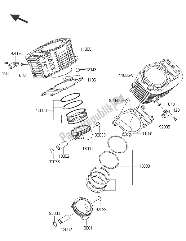 All parts for the Cylinder & Piston(s) of the Kawasaki Vulcan 1700 Nomad ABS 2016