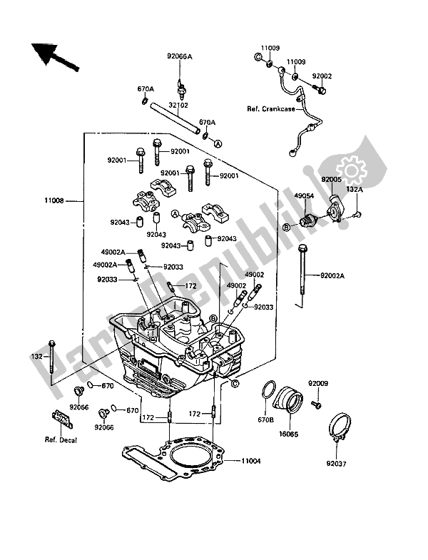 Todas las partes para Cabeza De Cilindro de Kawasaki KLR 650 1989