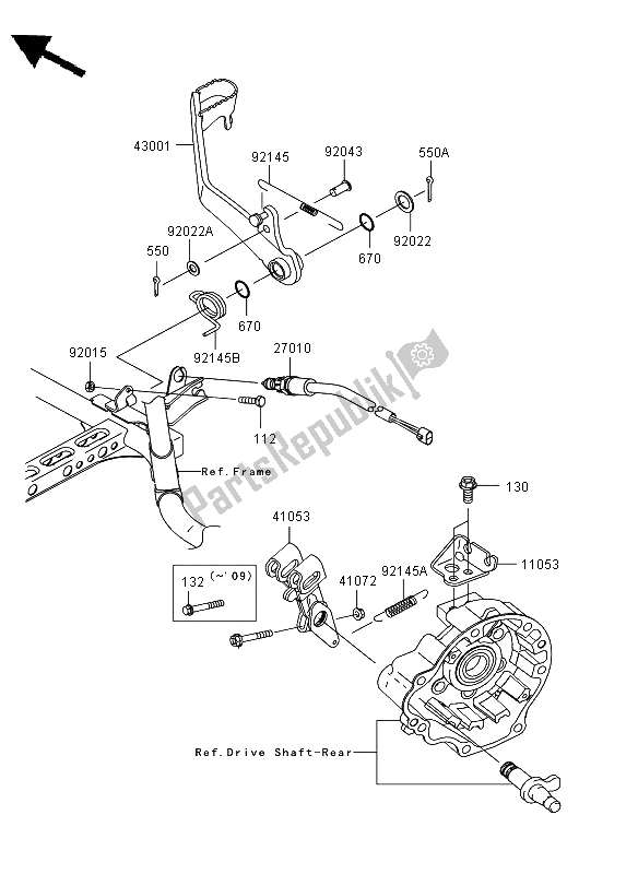 Toutes les pièces pour le Pédale De Frein du Kawasaki KVF 750 4X4 2009