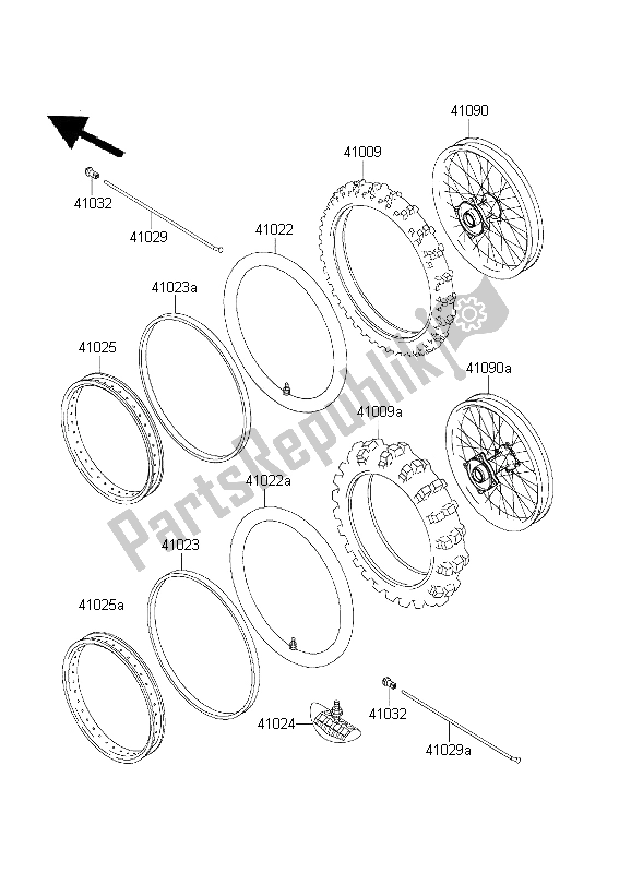 All parts for the Wheels & Tires of the Kawasaki KX 65 2003