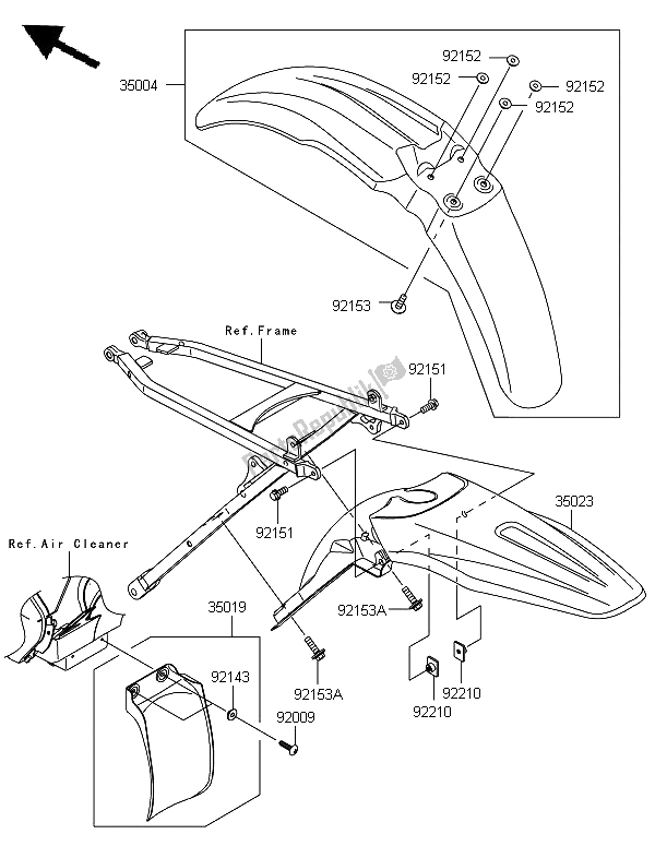 Tutte le parti per il Parabordi del Kawasaki KX 450F 2006