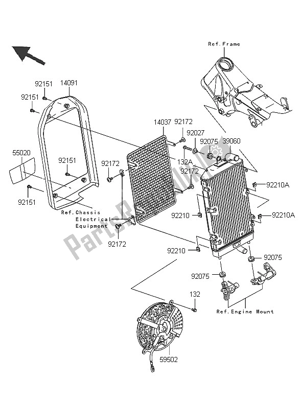 Tutte le parti per il Termosifone del Kawasaki VN 2000 2005