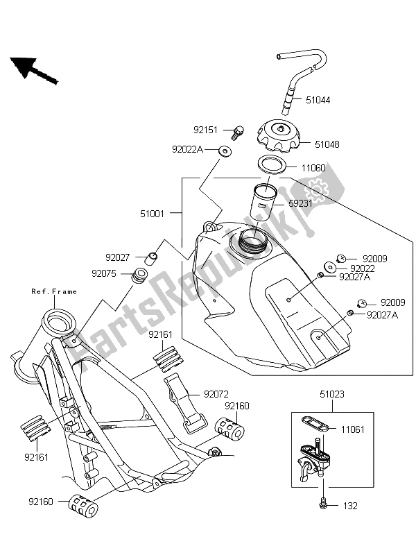 Tutte le parti per il Serbatoio Di Carburante del Kawasaki KX 85 SW LW 2011