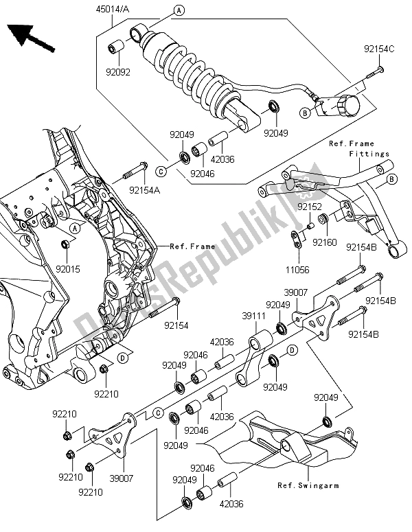 All parts for the Suspension & Shock Absorber of the Kawasaki Versys 1000 2012