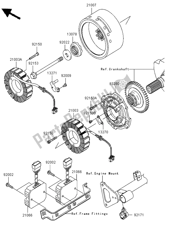 Toutes les pièces pour le Générateur du Kawasaki VN 1600 Classic Tourer 2006