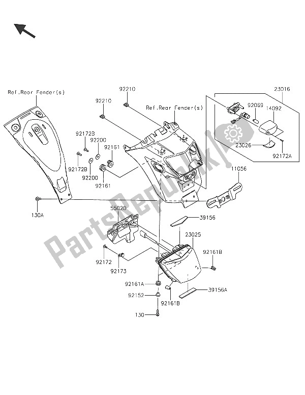 All parts for the Taillight(s) of the Kawasaki Vulcan S 650 2016