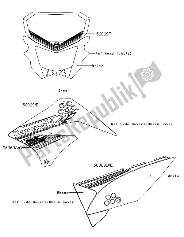 Toutes les pièces pour le Décalcomanies du Kawasaki KLX 125 2013