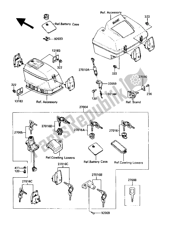 All parts for the Ignition Switch of the Kawasaki Voyager XII 1200 1988