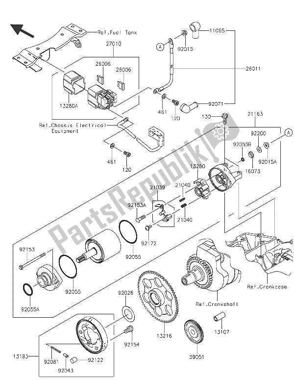 Todas as partes de Motor De Arranque do Kawasaki Z 300 2016