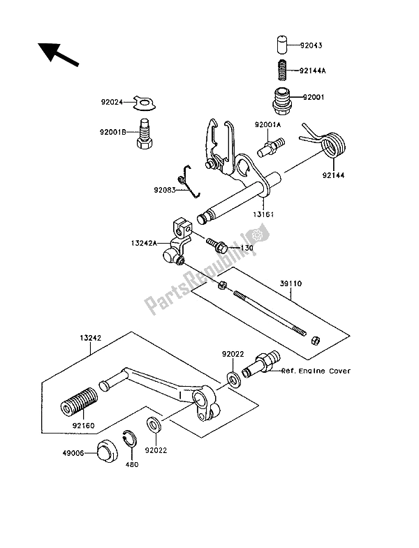 All parts for the Gear Change Mechanism of the Kawasaki GT 750 1994