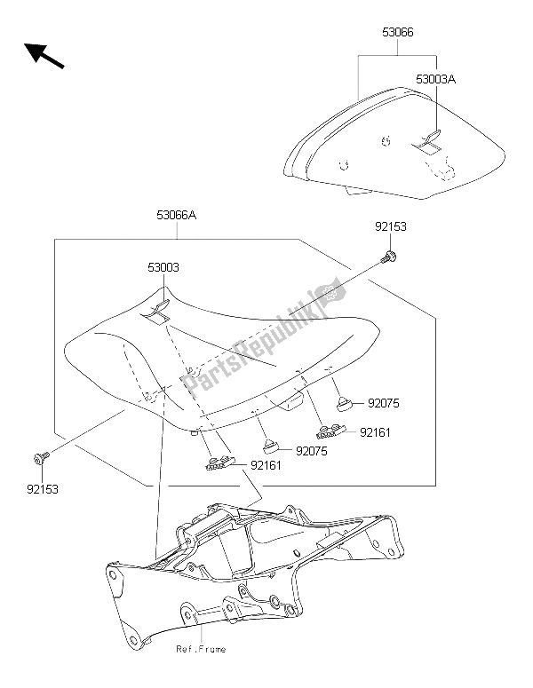 All parts for the Seat of the Kawasaki Ninja ZX 6R 600 2015