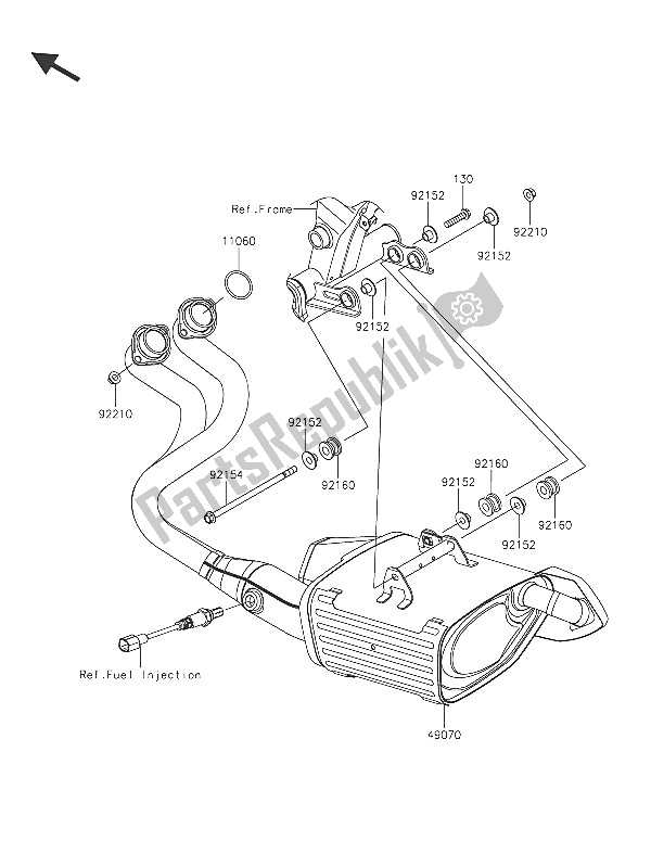 All parts for the Muffler(s) of the Kawasaki ER 6F 650 2016