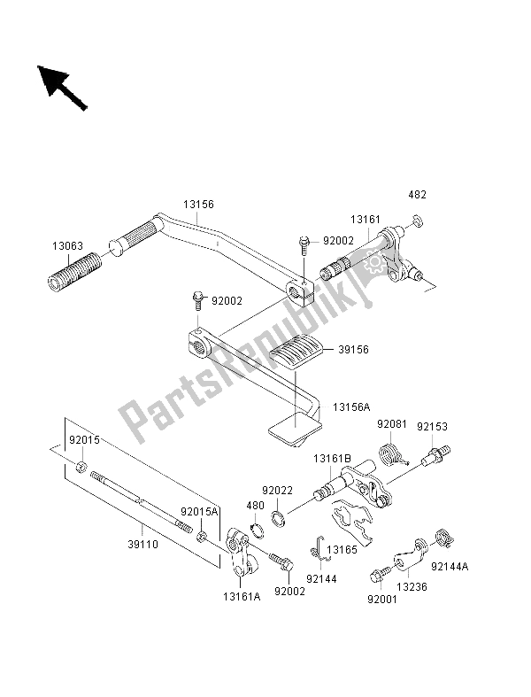 All parts for the Gear Change Mechanism of the Kawasaki VN 1500 Drifter 1999