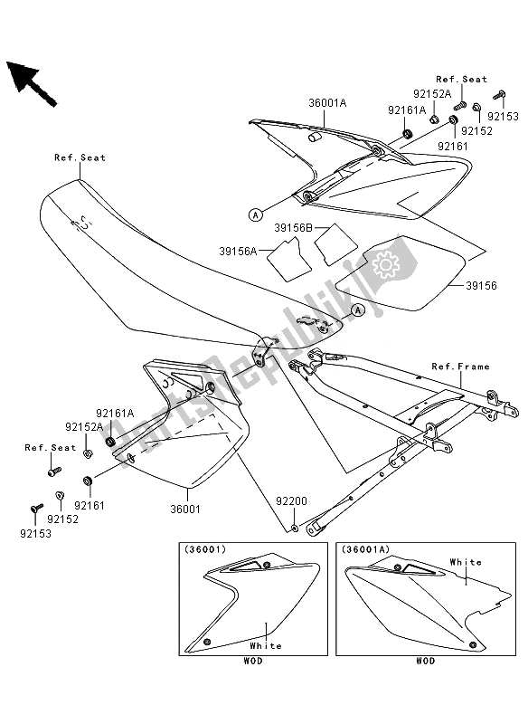 All parts for the Side Covers of the Kawasaki KLX 450R 2010