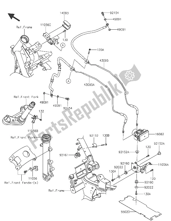 Todas as partes de Tubulação De Freio do Kawasaki Vulcan S ABS 650 2016