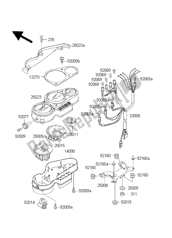 All parts for the Meter of the Kawasaki Ninja ZX 7R 750 2001