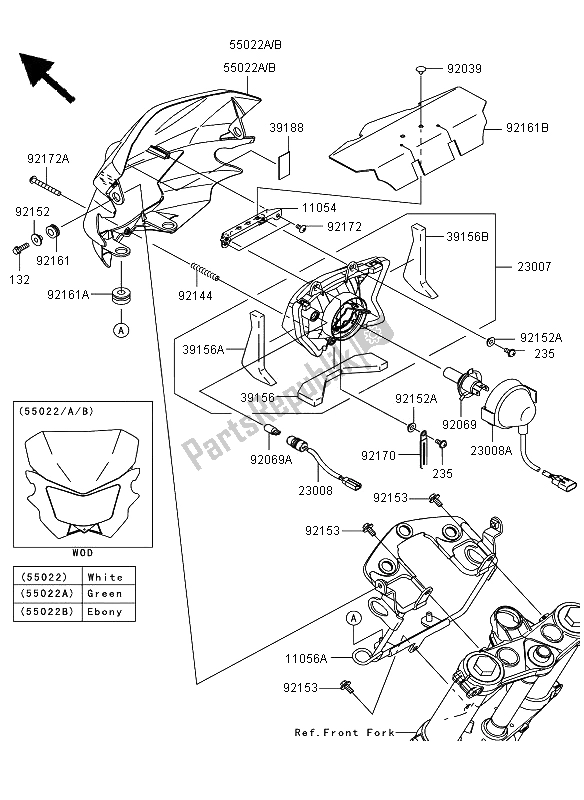 Alle onderdelen voor de Koplamp (en) van de Kawasaki D Tracker 125 2013
