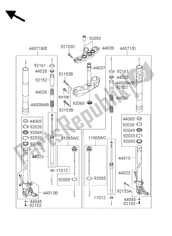 Todas las partes para Tenedor Frontal de Kawasaki Z 1000 ABS 2008