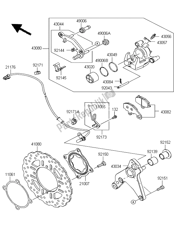 All parts for the Rear Brake of the Kawasaki Z 1000 SX ABS 2011