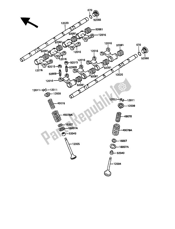 Wszystkie części do Zawór Kawasaki 1000 GTR 1989