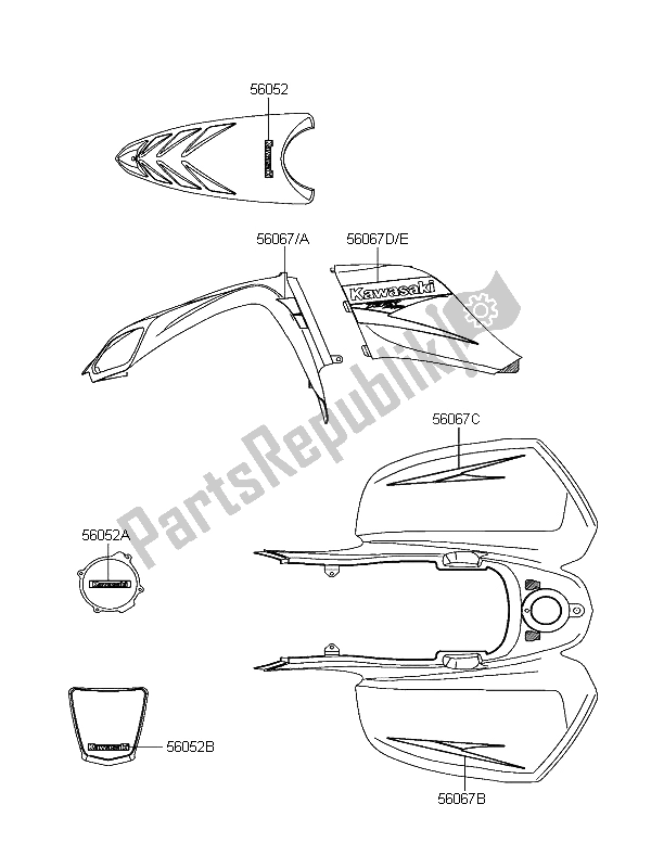 All parts for the Decals of the Kawasaki KFX 700 KSV 700B6F 2006
