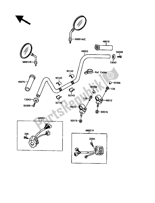 Tutte le parti per il Manubrio del Kawasaki VN 15 1500 1991