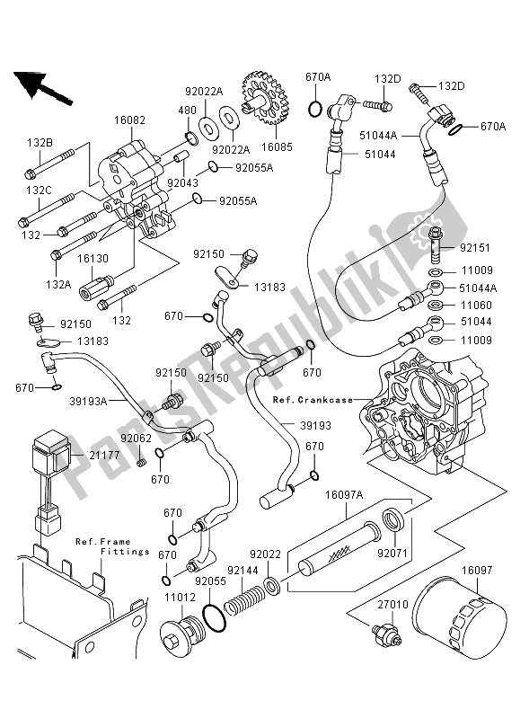 All parts for the Oil Pump of the Kawasaki VN 1600 Mean Streak 2006