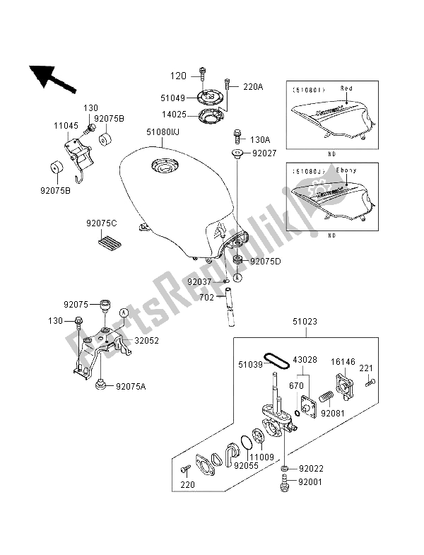 Tutte le parti per il Serbatoio Di Carburante del Kawasaki GPZ 500S UK 1996