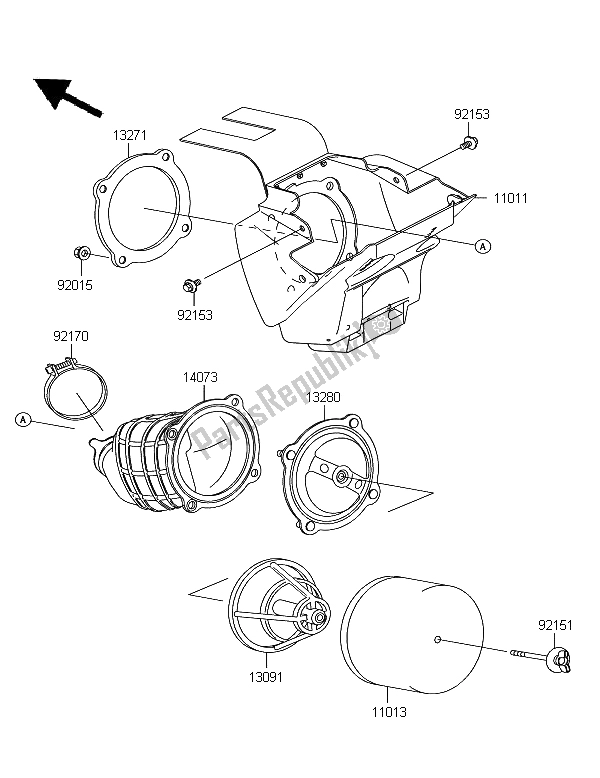 Alle onderdelen voor de Luchtfilter van de Kawasaki KX 65 2008