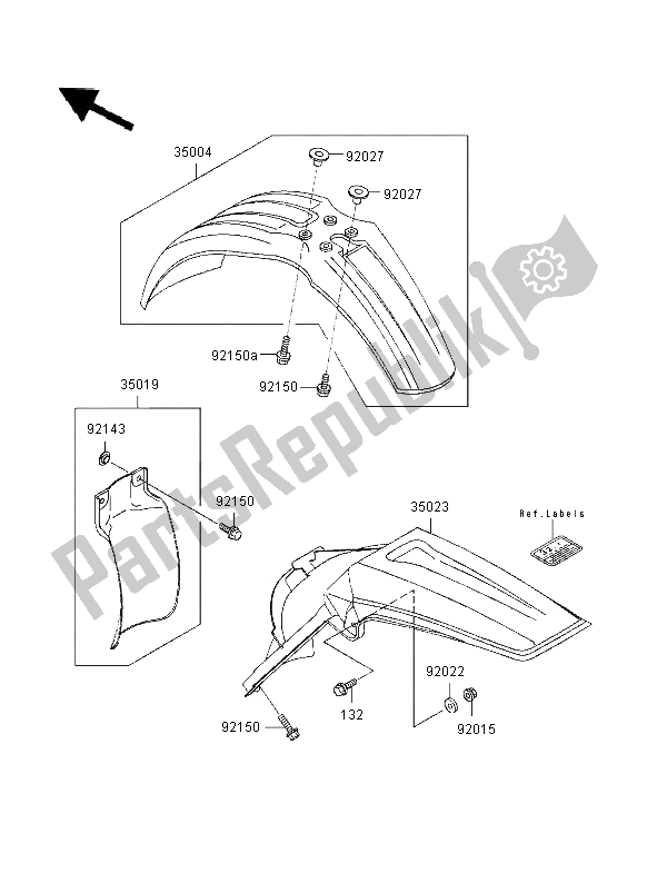 Toutes les pièces pour le Ailes du Kawasaki KX 250 1996