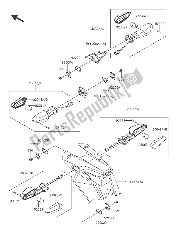 All parts for the Turn Signals of the Kawasaki Z 800 ABS 2016