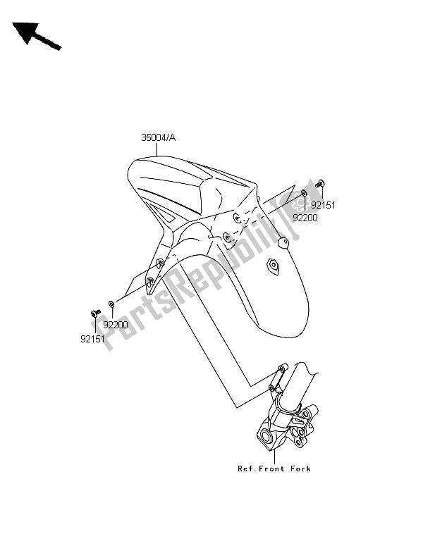 All parts for the Front Fender of the Kawasaki Versys ABS 650 2010